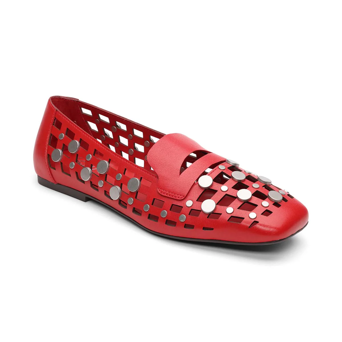 Bali Square Toe Open Weave Studded Loafer | Black - Image 7