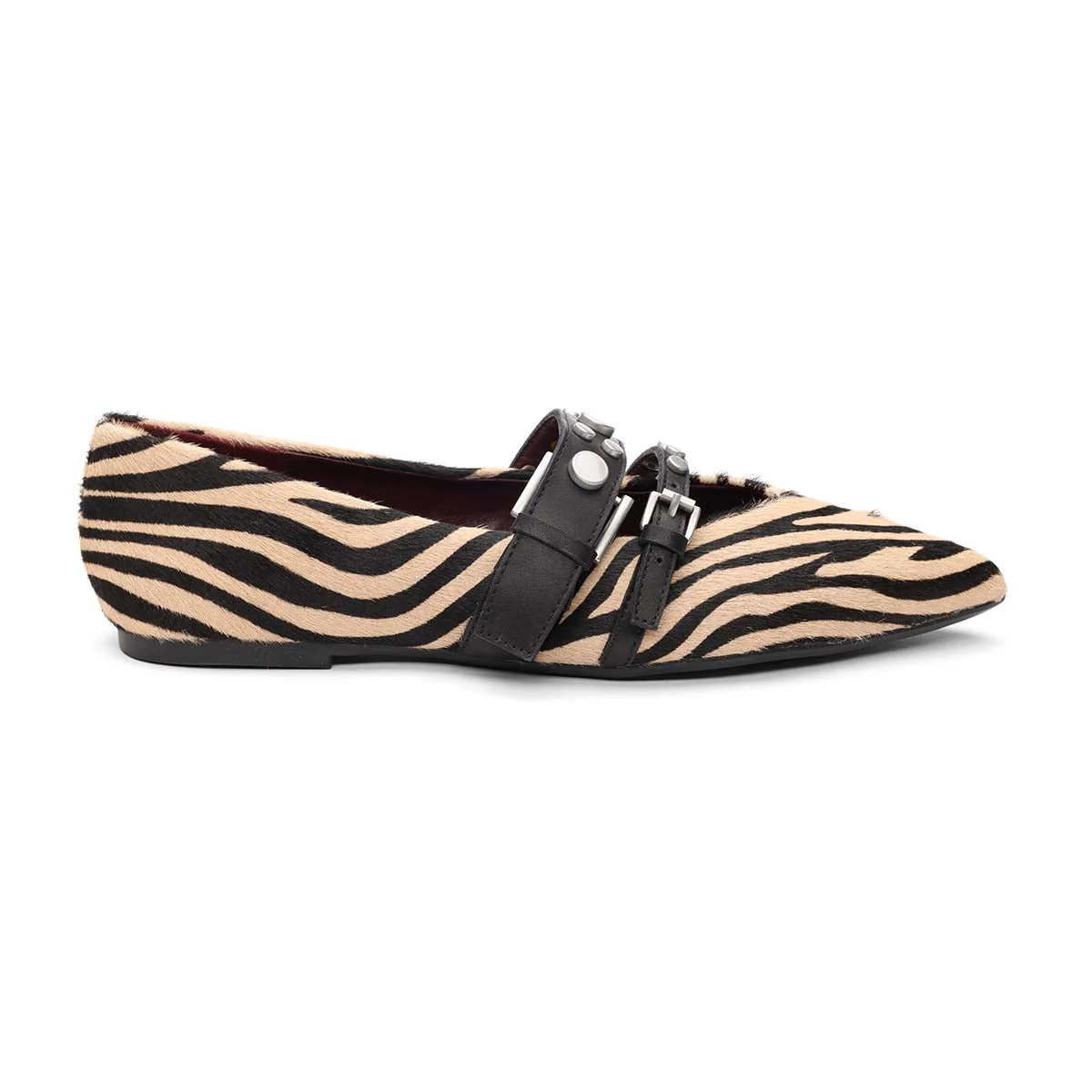 Britnie Studded Strappy Ballet Flat | Eggnug/Black - Image 5
