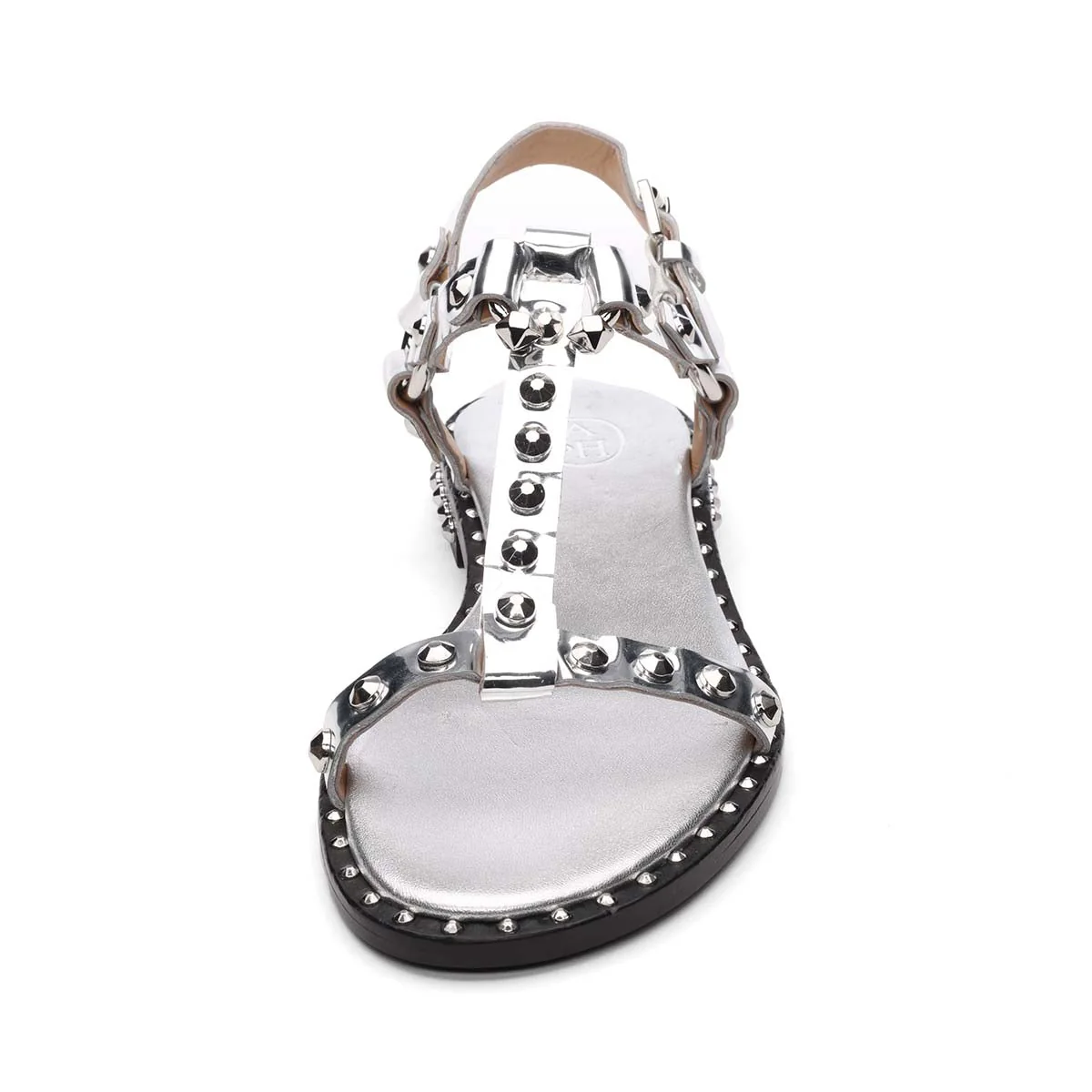 Patsy Metallic Studded Flat Sandal | Silver - Image 3