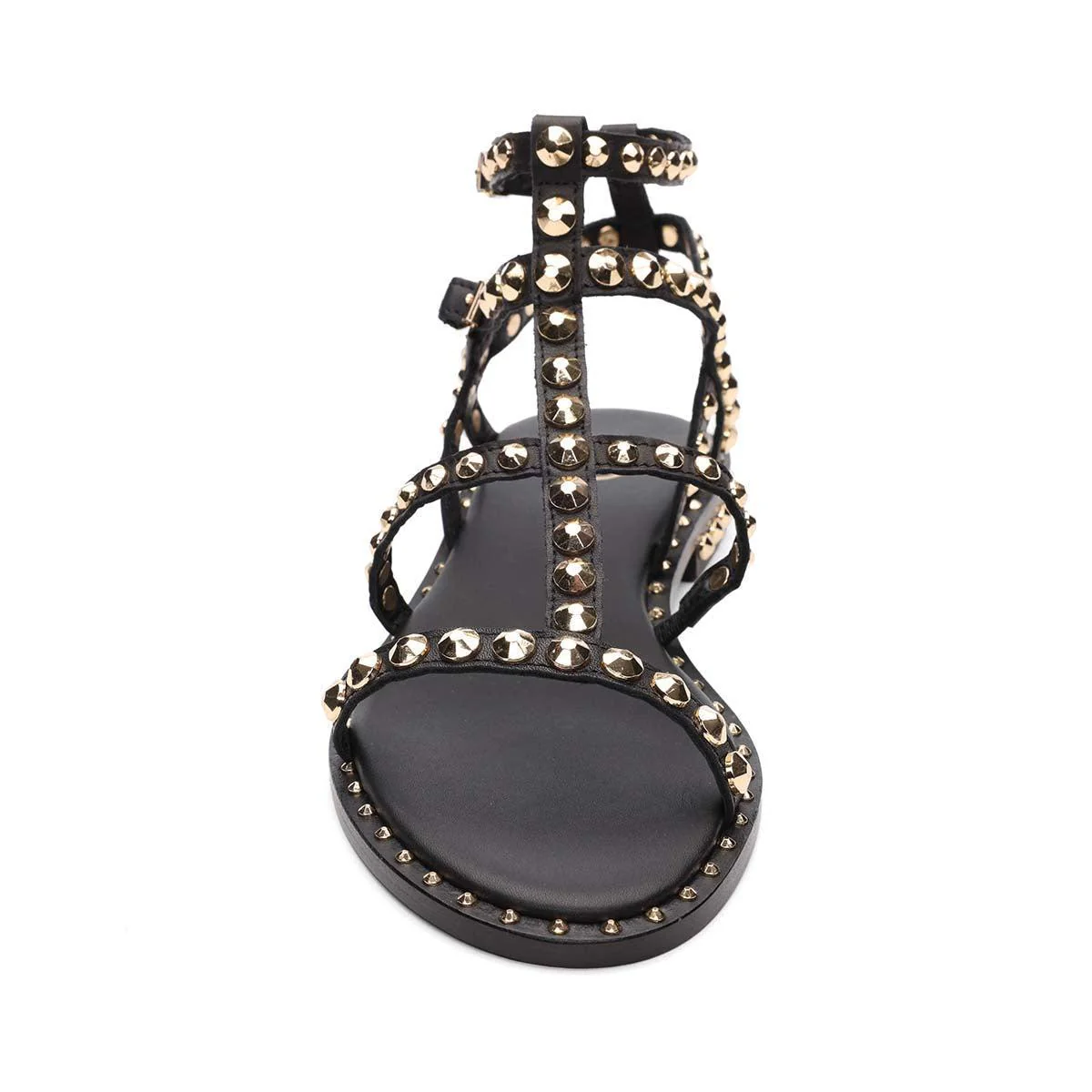 Precious Texture Studded Flat Sandal | Black - Image 5
