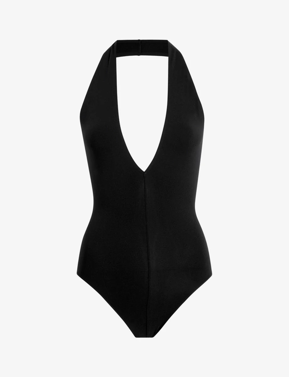 Ballet Deep Plunge Halter Bodysuit | Black - Image 5