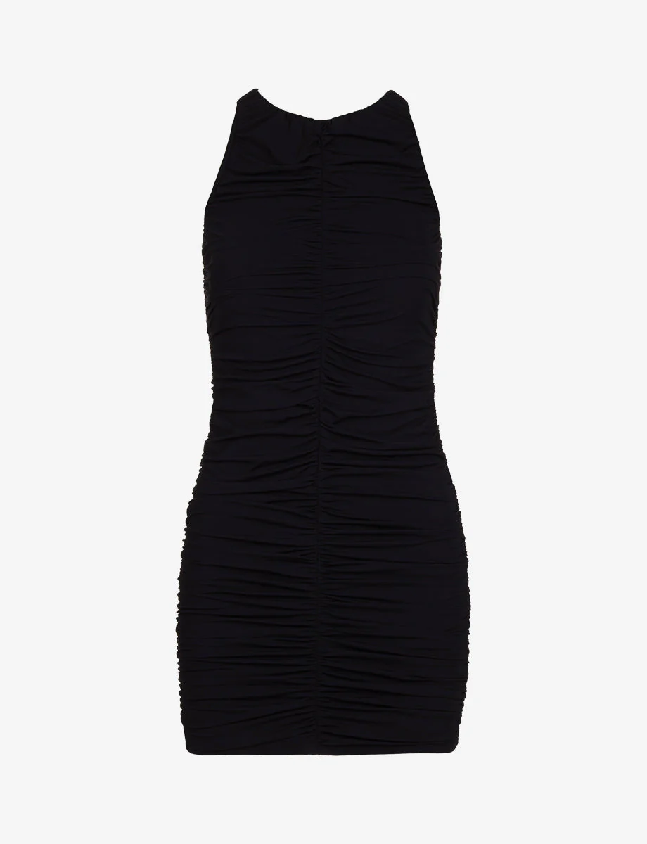 Classic Ruched Mini Dress | Black