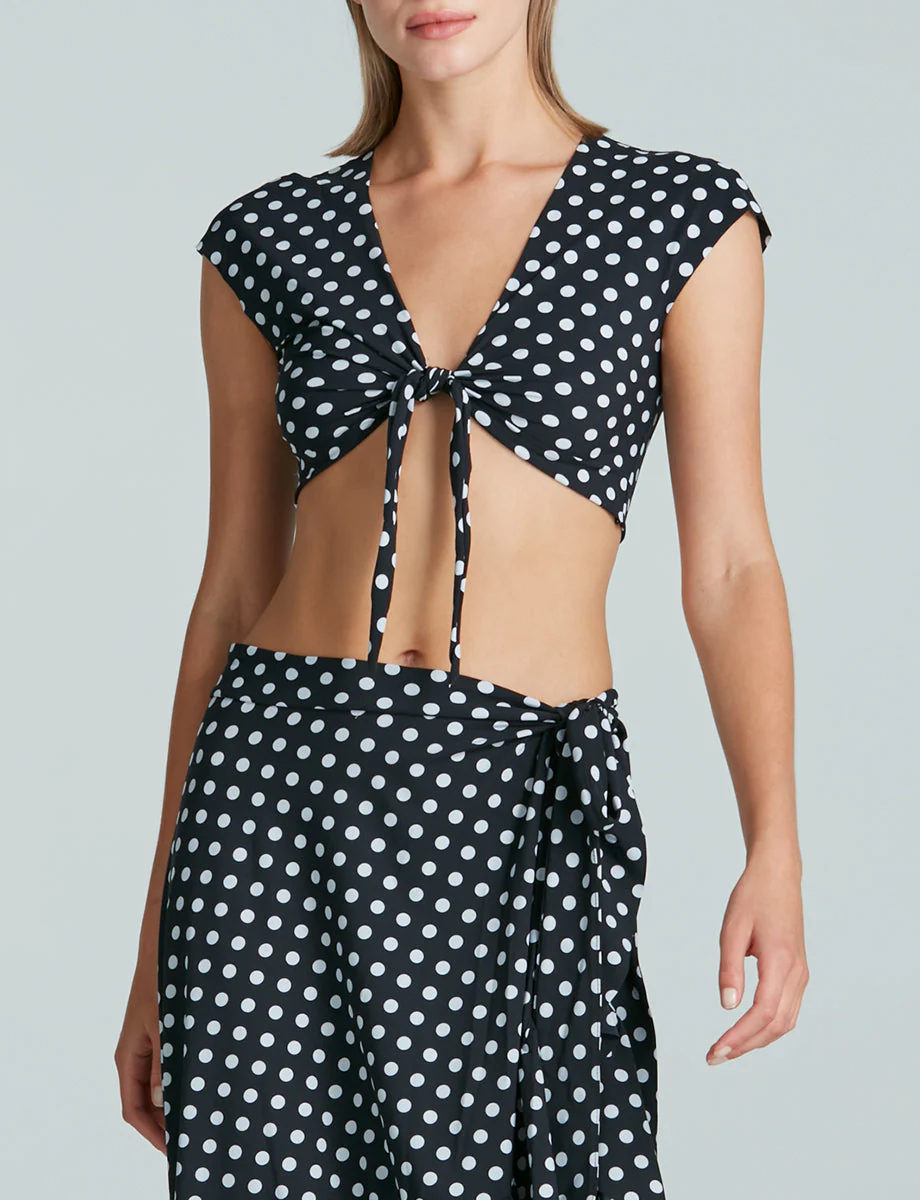 Classic Wrap Cover Up Crop Top | Polka Dot
