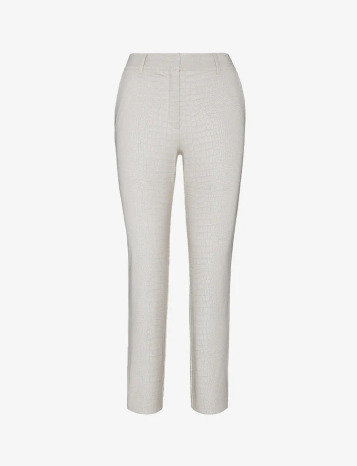 Faux Leather Animal 7/8 Trouser | Bone Croc