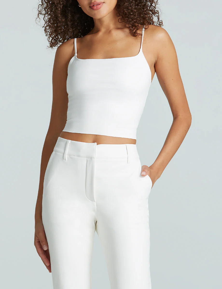 Faux Leather Cami Crop Top | White