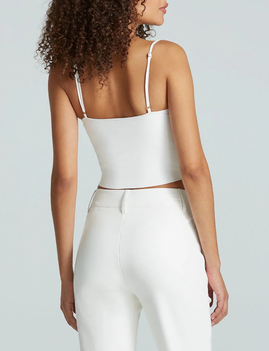 Faux Leather Cami Crop Top | White - Image 2