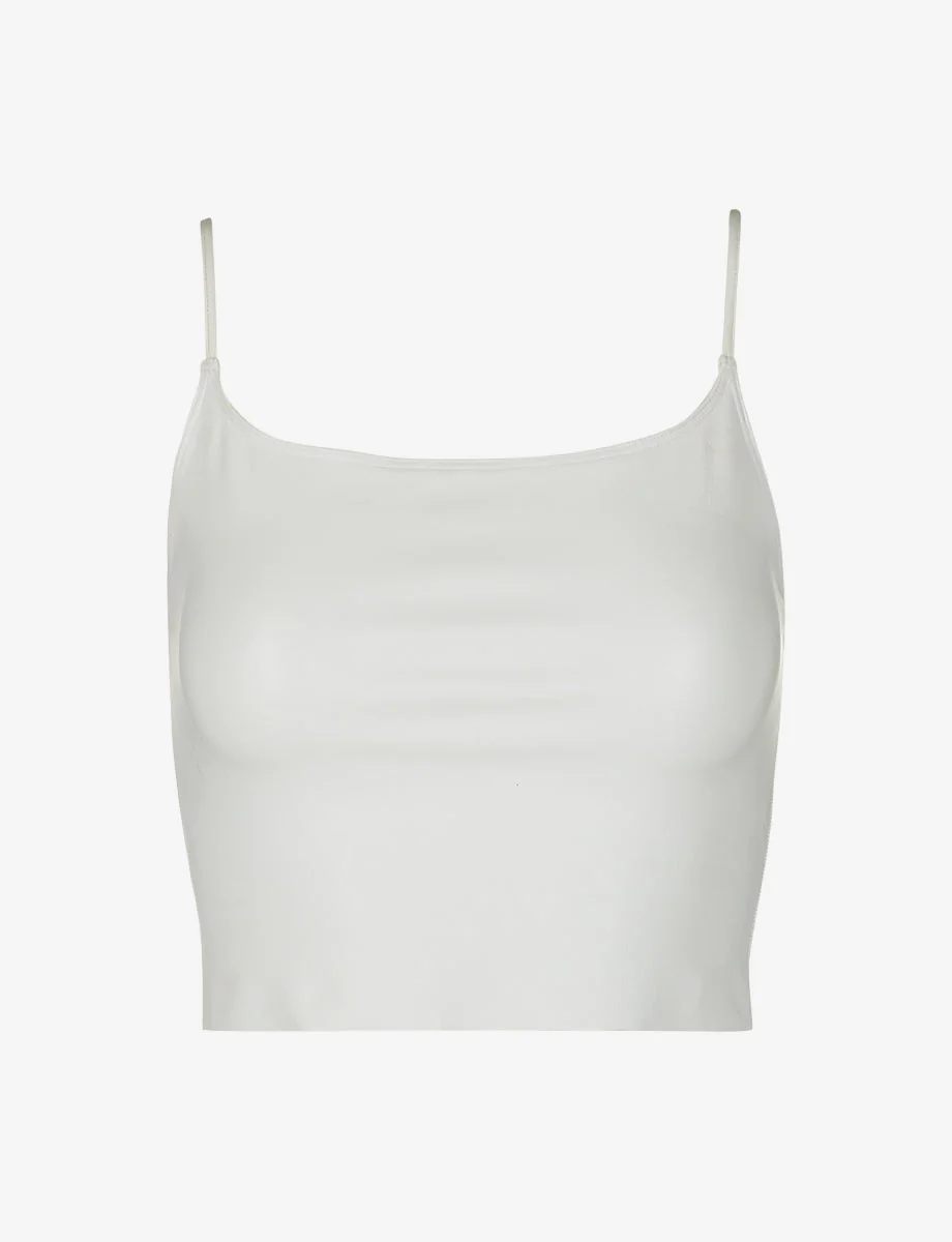 Faux Leather Cami Crop Top | White - Image 3