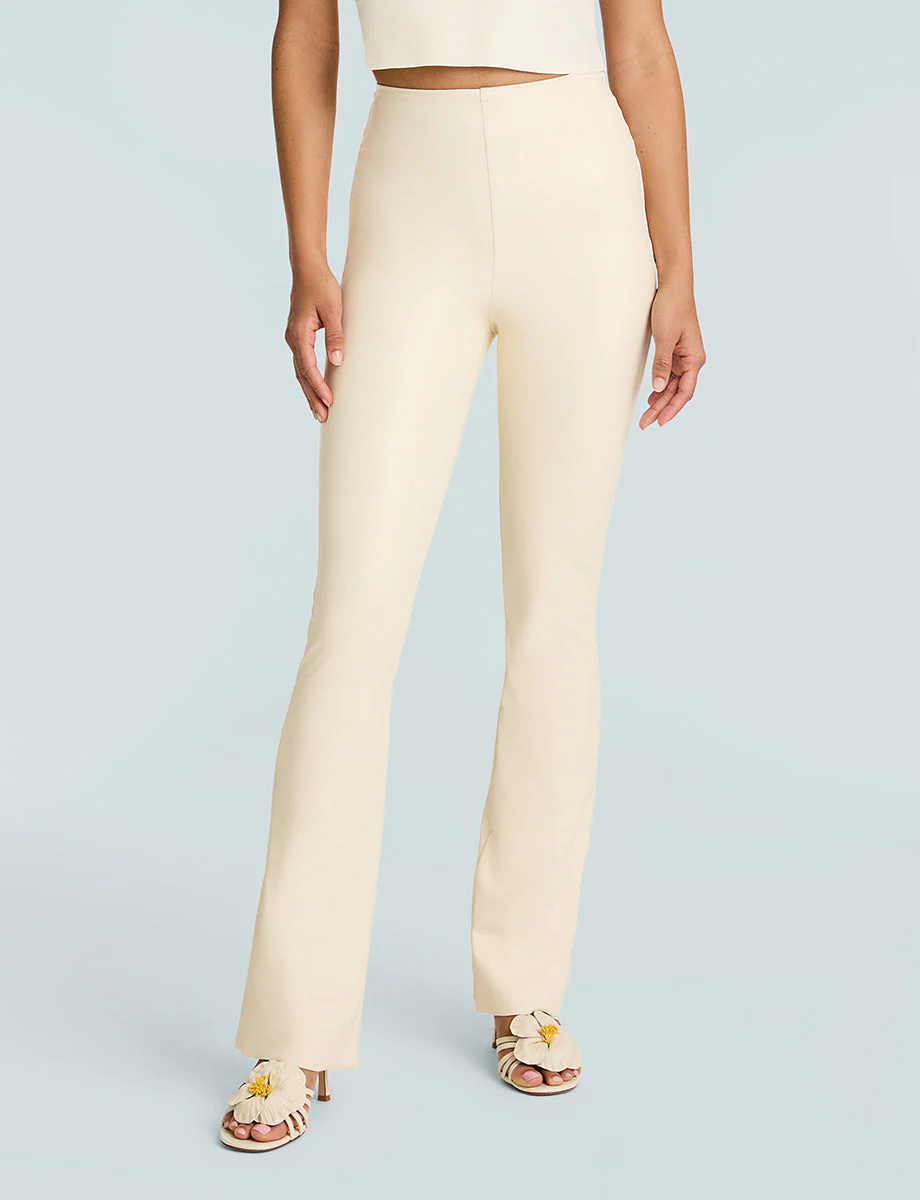 Faux Leather Flared Legging | Ivory