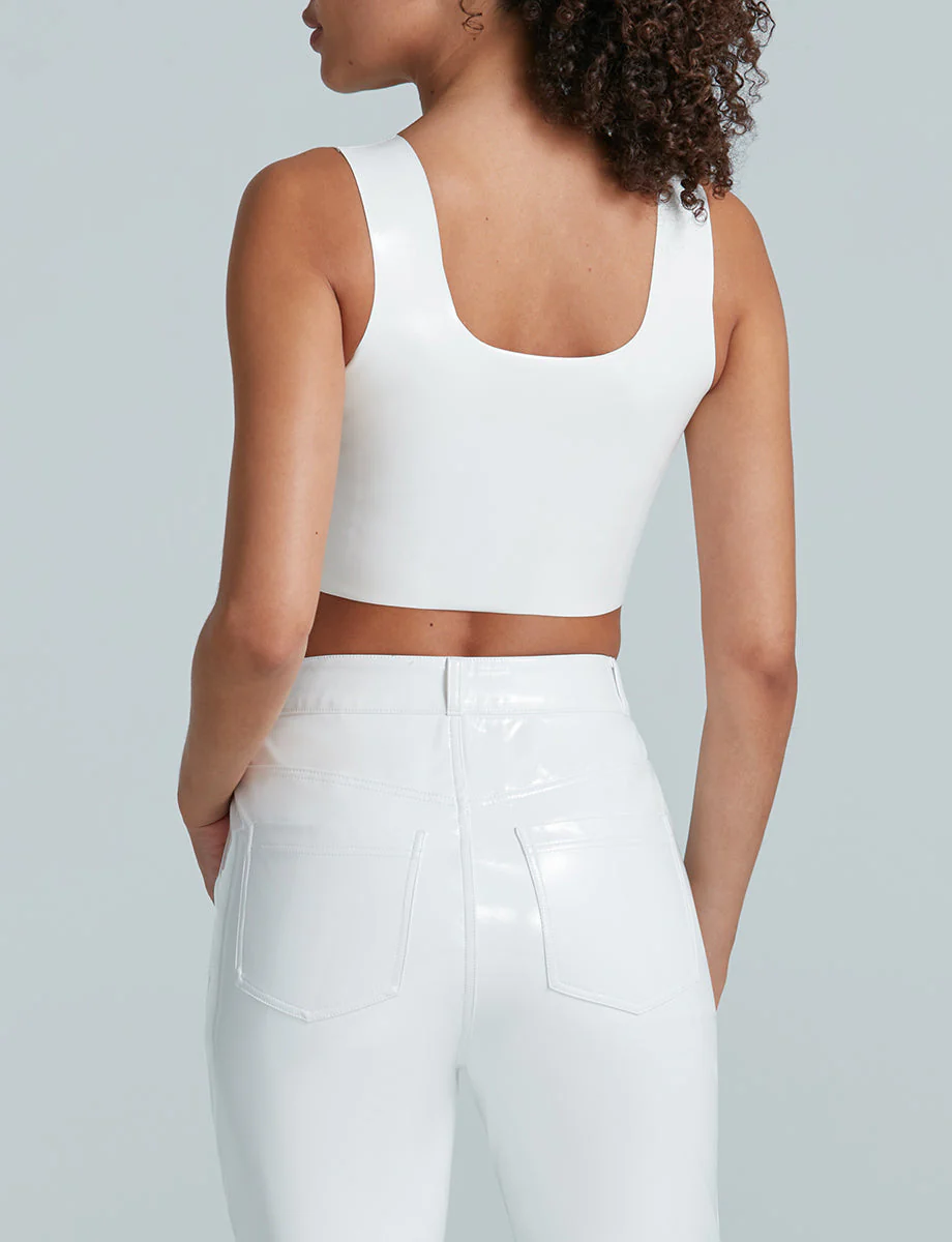 Faux Patent Leather Crop Top | White - Image 4