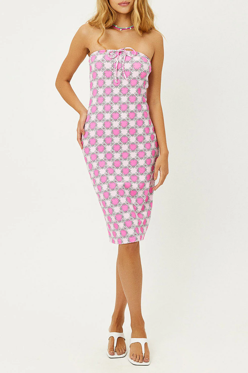 Hope Strapless Terry Dress | Pink Daisy - Image 2