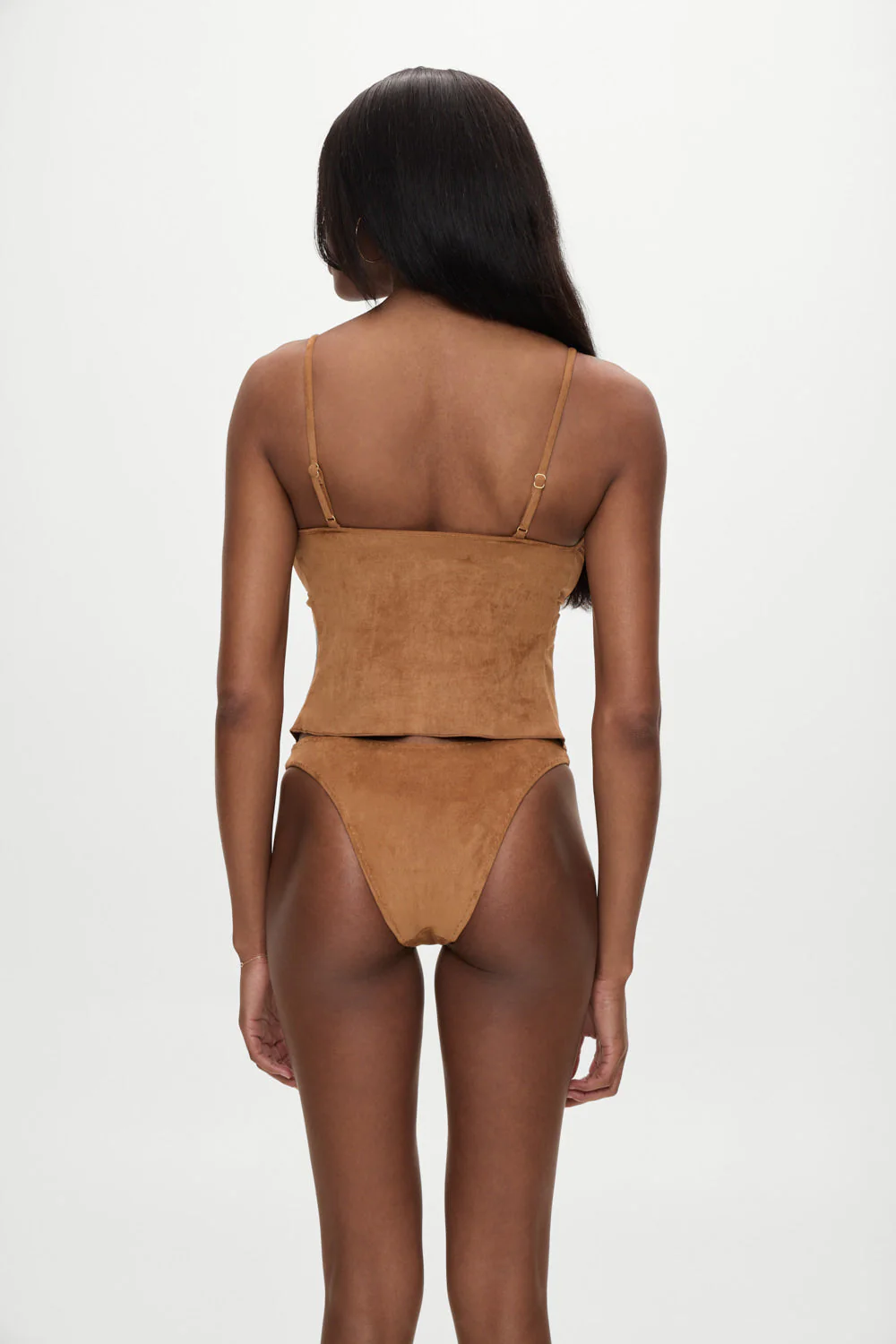 x BELLA HADID Lucy Suede Tankini Bikini Top | Sunkissed Suede - Image 4