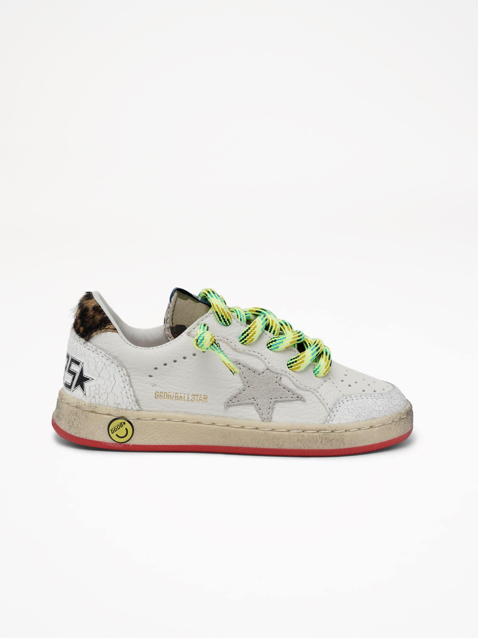 Kids | Ball Star Nappa Upper Suede Star Crack Leather Heel | White x Green Camouflage x Ice x Beige Brown Leo - Image 4