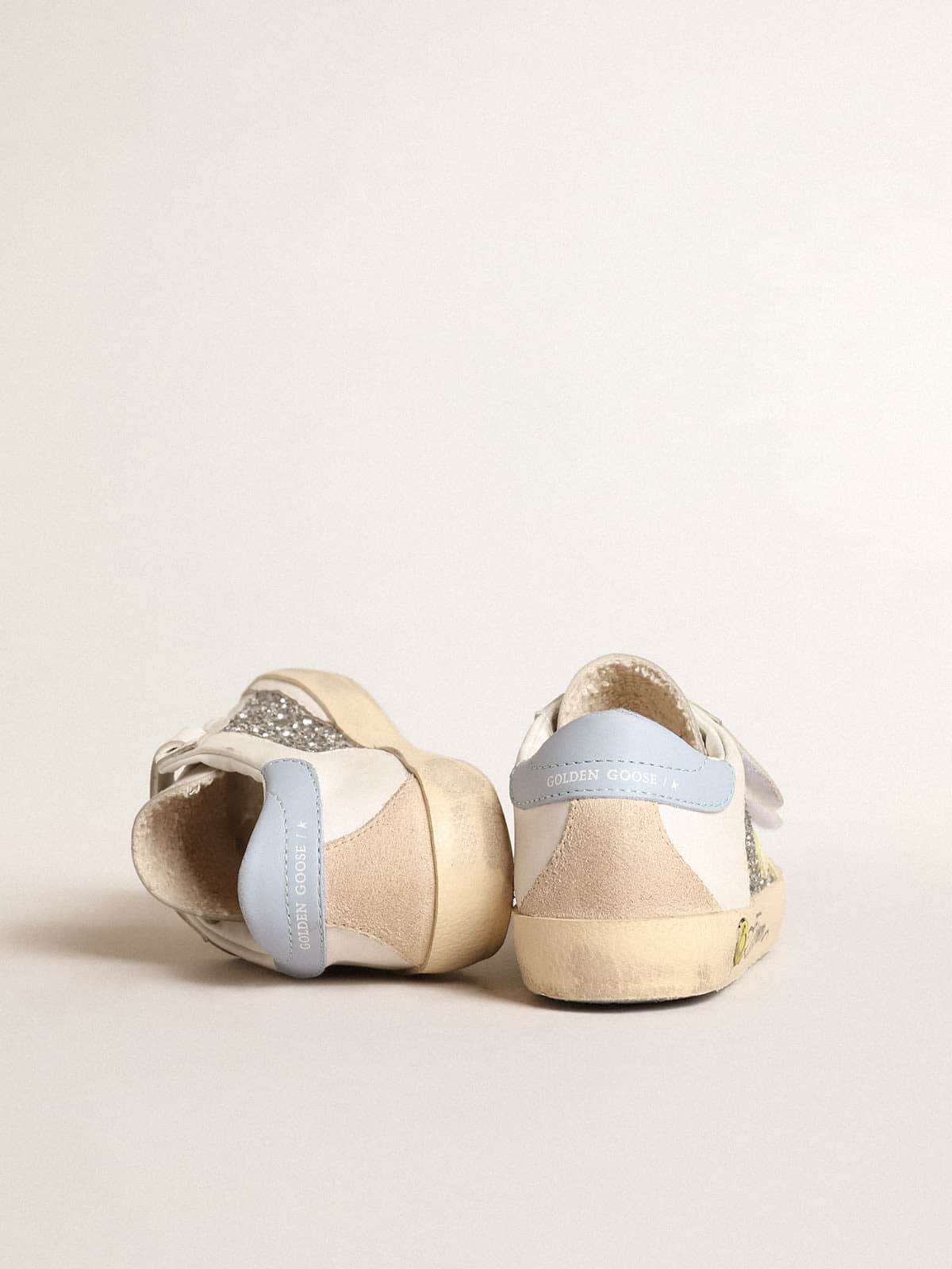 Kids | Bio-Based Old School Junior with Yellow Star & Glitter Inserts | Silver x White x Light Yellow x Powder Blu x Beige