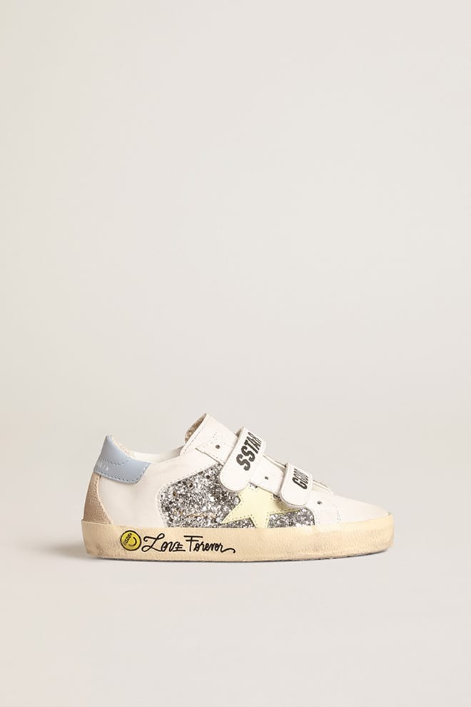 Kids | Bio-Based Old School Junior with Yellow Star & Glitter Inserts | Silver x White x Light Yellow x Powder Blu x Beige - Image 4