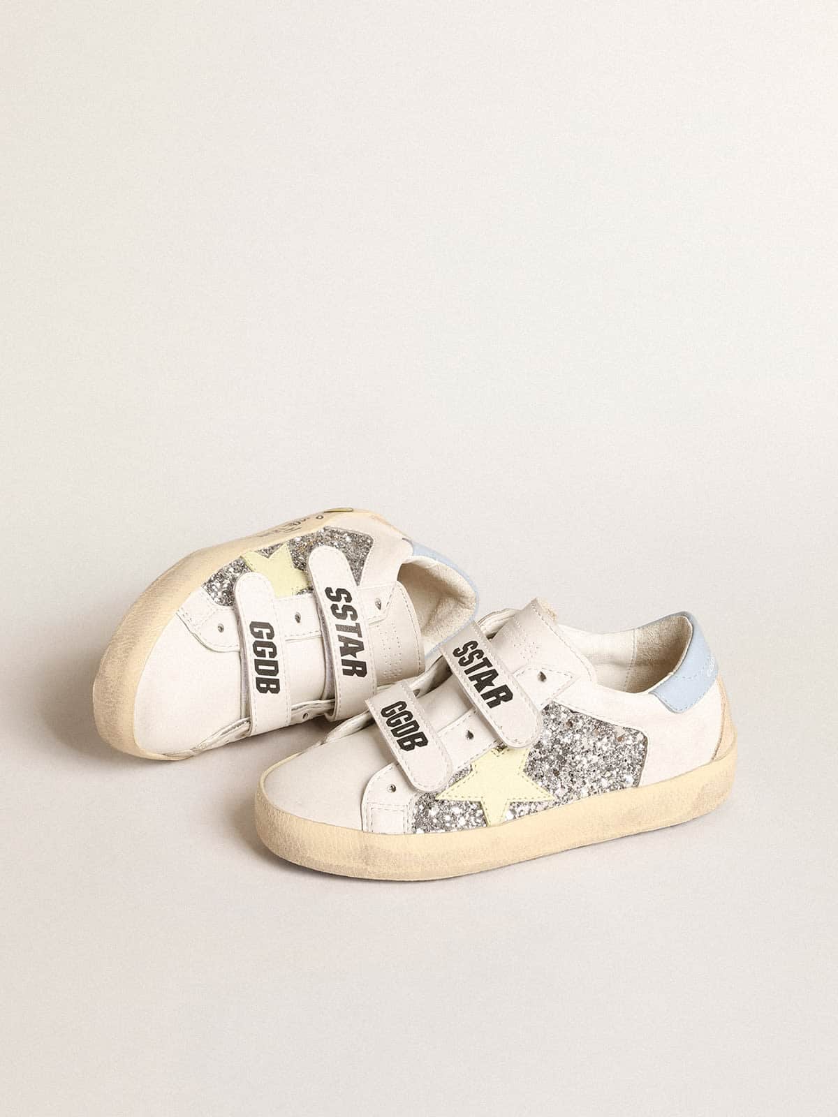 Kids | Bio-Based Old School Junior with Yellow Star & Glitter Inserts | Silver x White x Light Yellow x Powder Blu x Beige - Image 7