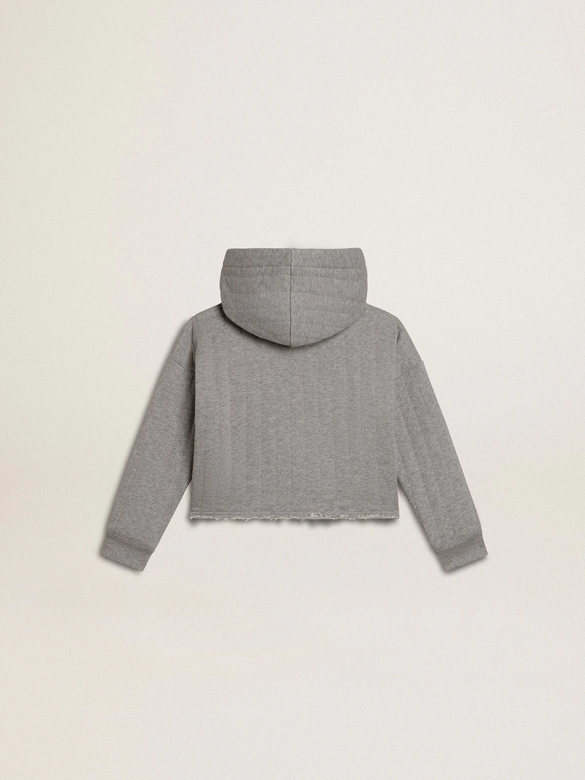 Kids | Cropped Sweatshirt Gray Melange with A Hood & Embroidery On The Front | Grey Melange - Image 5