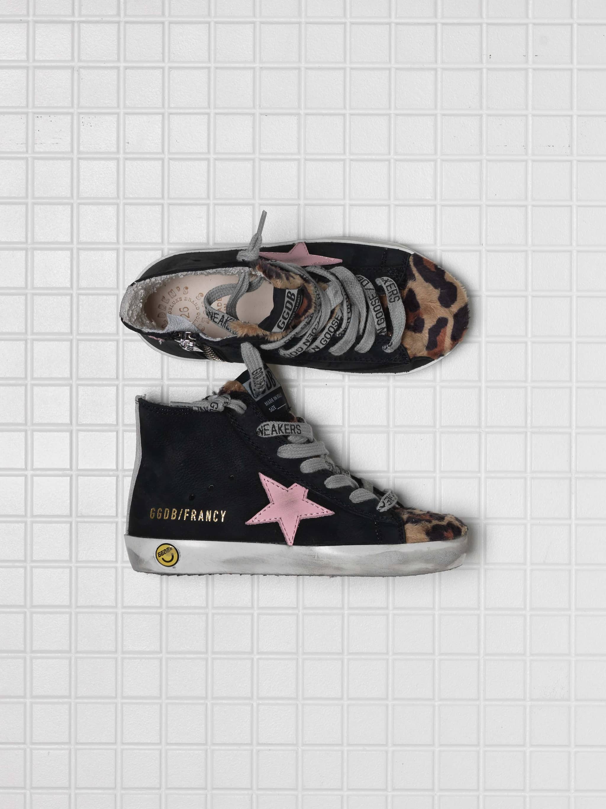 Kids | Francy Sneakers Made Of Nubuck & Pony Skin with A Leopard Print. - Image 5