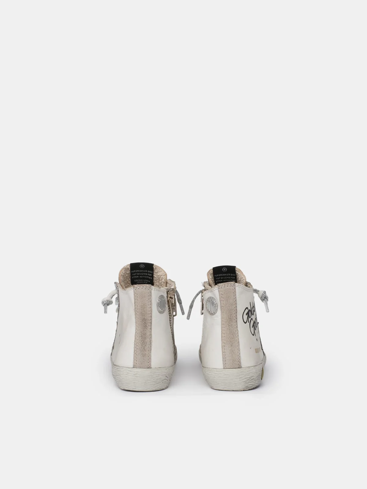Kids | Francy Sneakers with Leopard-Print Insert & Two-Tone White & Silver Laces | White x Ice x Silver x Beige Brown Leo (V2) - Image 3
