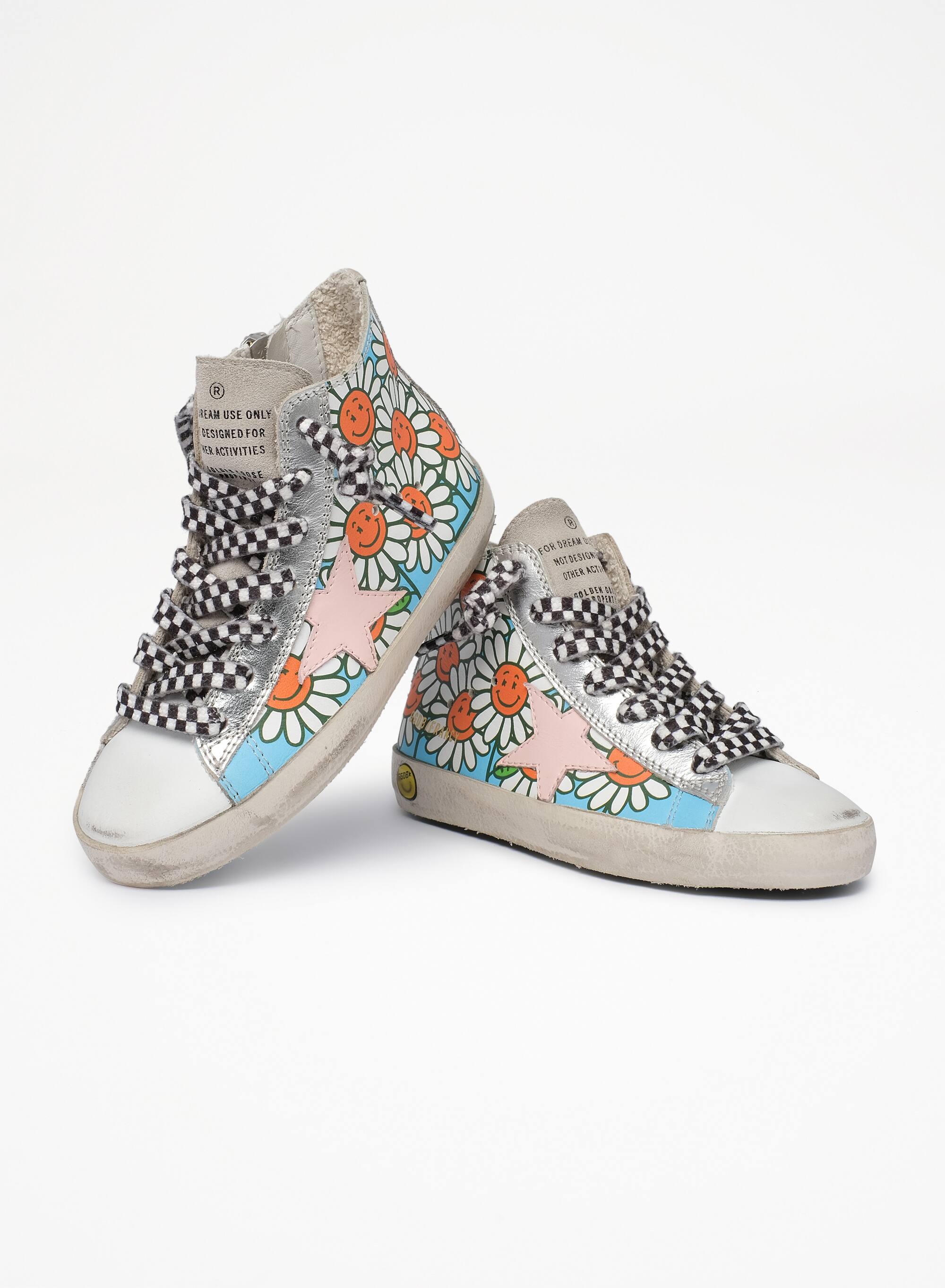 Kids | Francy Young Sneakers Floreal Print with Pink Leather Star | Multicolor x White x Rose Quartz x Ice - Image 2