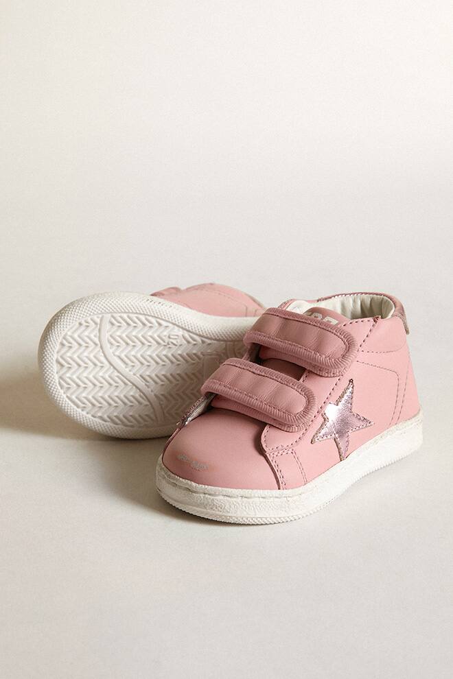 Kids | June Pink Nappa with Pink Metallic Leather Star & Heel Tab | Antique Pink - Image 3