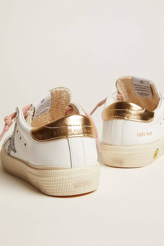 Kids | May Leather Upper Maculated Glitter Leather Star | White x White Black Maculated x Gold (V1) - Image 3