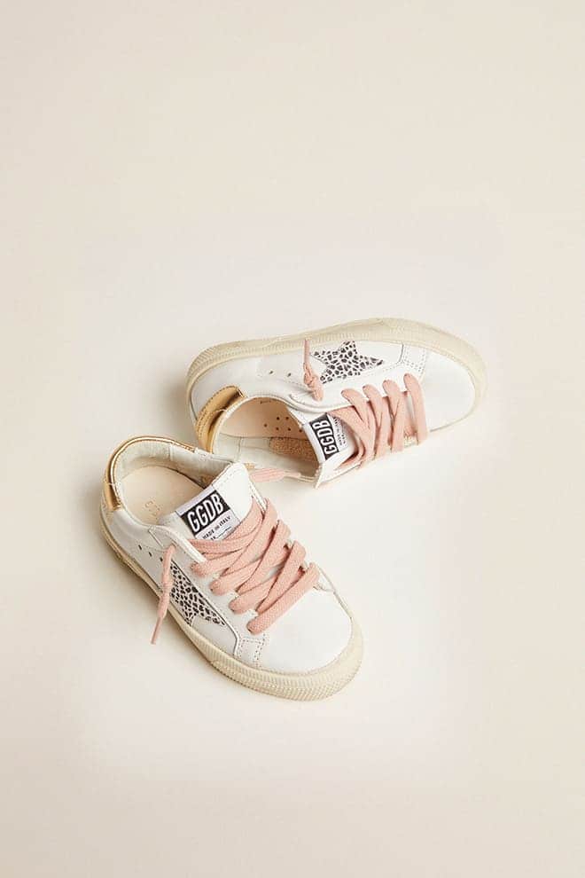 Kids | May Leather Upper Maculated Glitter Leather Star | White x White Black Maculated x Gold (V1) - Image 4