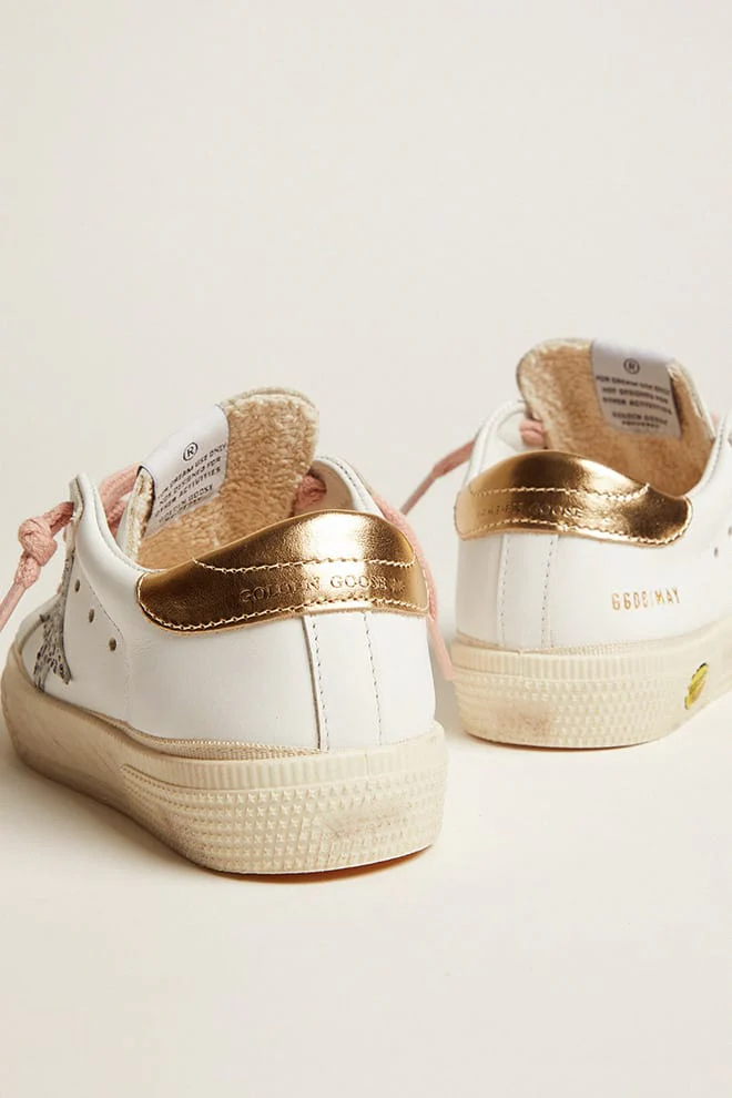 Kids | May Leather Upper Maculated Glitter Leather Star | White x White Black Maculated x Gold (V1) - Image 7