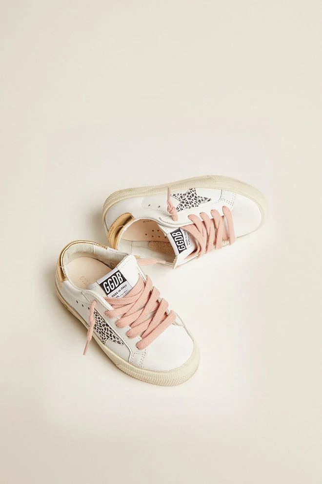 Kids | May Leather Upper Maculated Glitter Leather Star | White x White Black Maculated x Gold (V1) - Image 8