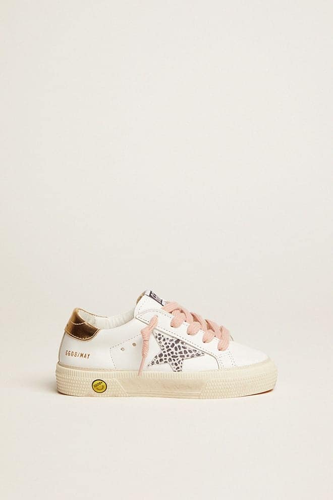 Kids | May Leather Upper Maculated Glitter Leather Star | White x White Black Maculated x Gold (V2) - Image 7