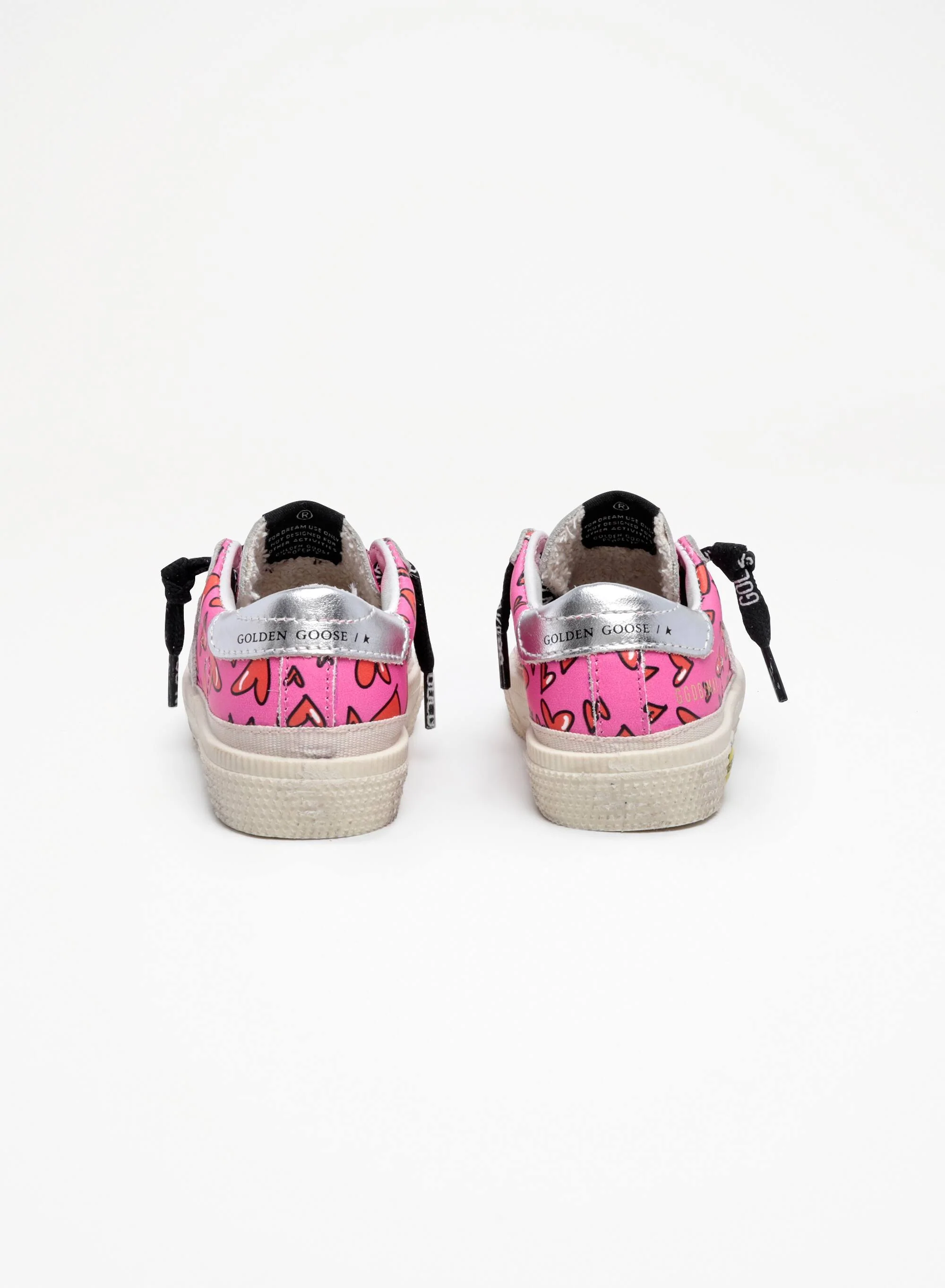 Kids | May Pink with Red Heart All Over & Silver Heel | Fluo Fuxia x Red x Ice x Silver