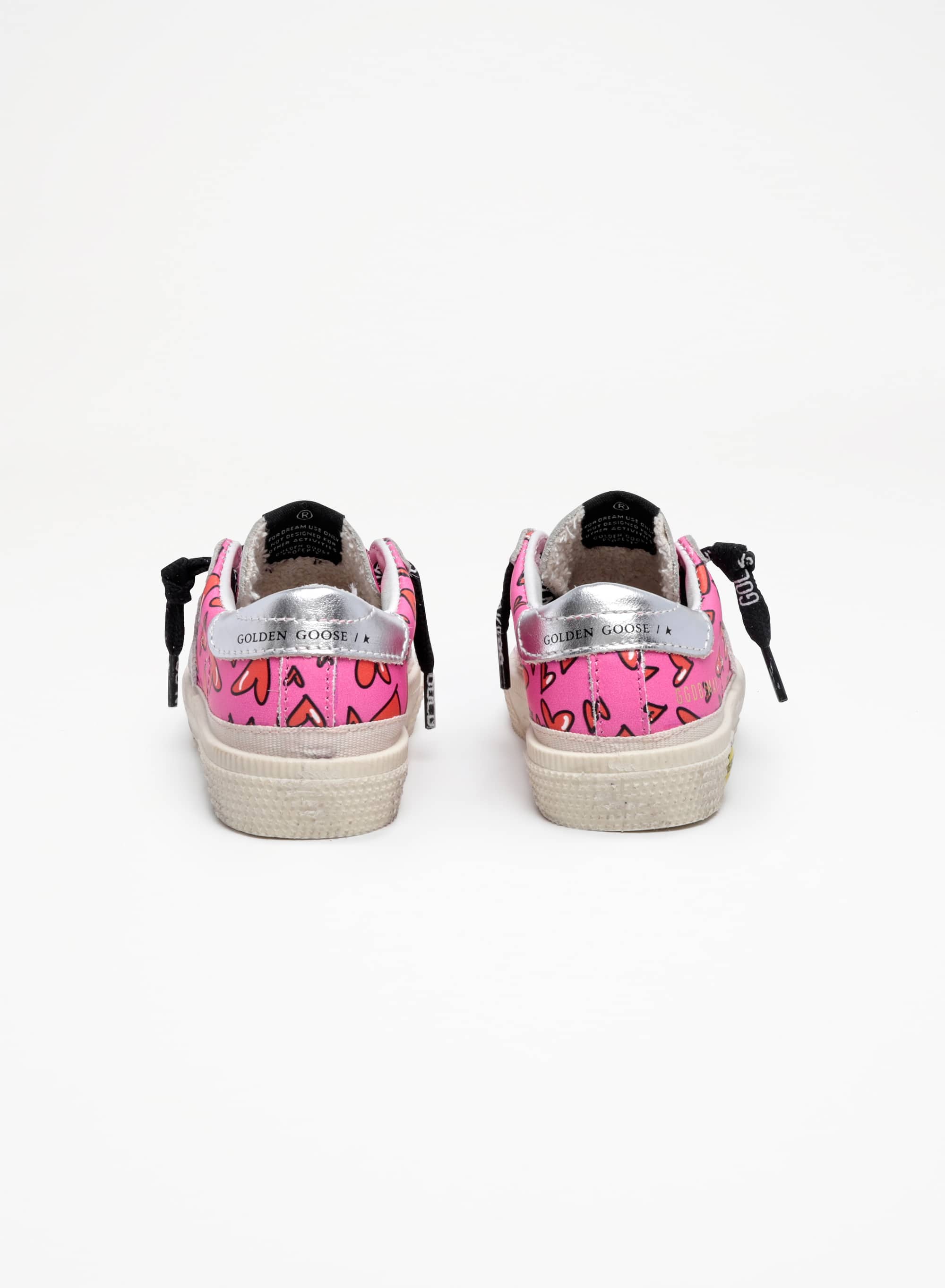 Kids | May Pink with Red Heart All Over & Silver Heel | Fluo Fuxia x Red x Ice x Silver - Image 7