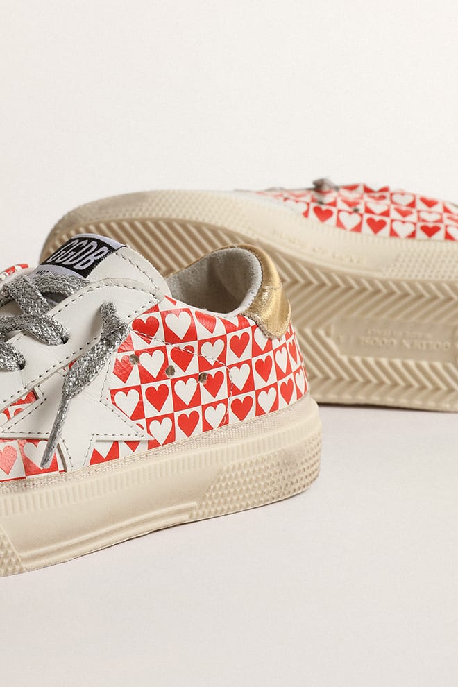 Kids | May Young with Red & White Hearts & Golden Heel Tab | White x Red Hearts x Gold - Image 4