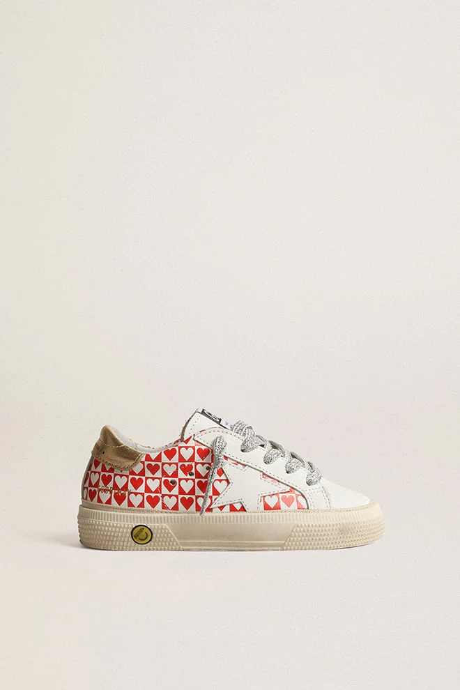 Kids | May Young with Red & White Hearts & Golden Heel Tab | White x Red Hearts x Gold - Image 7