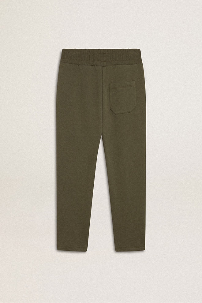 Kids | Military-Green Joggers with White Stars | Ivy Green x White - Image 2