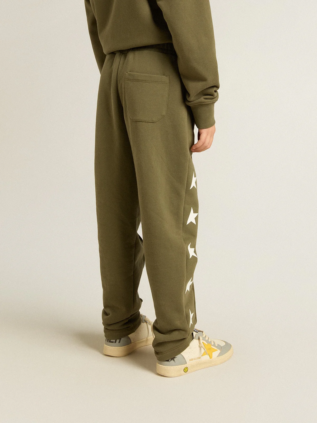 Kids | Military-Green Joggers with White Stars | Ivy Green x White - Image 3