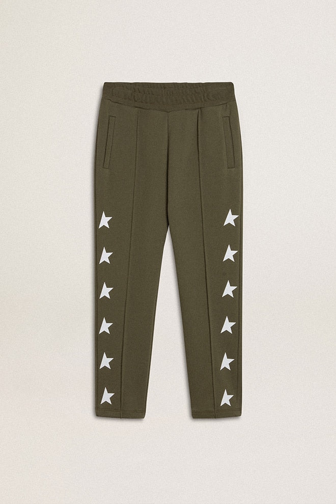 Kids | Military-Green Joggers with White Stars | Ivy Green x White - Image 5