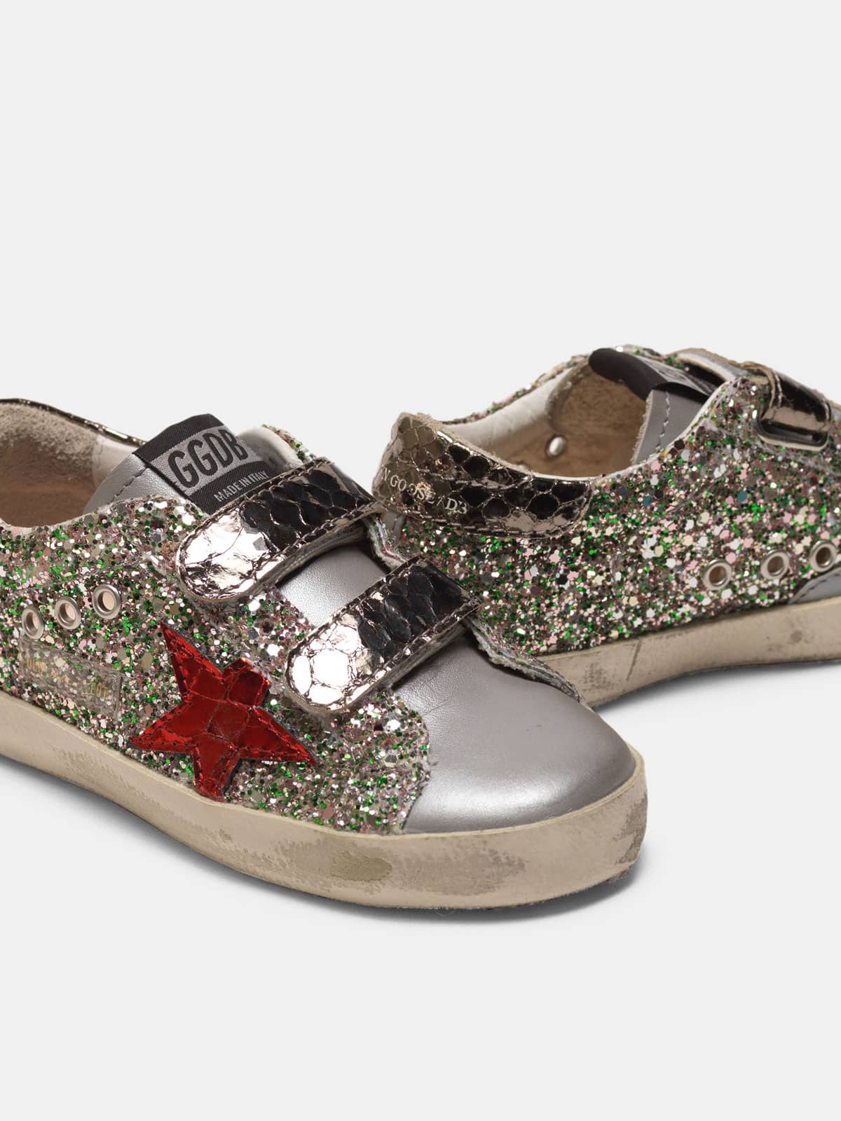 Kids | Old School Sneakers with Glitter & Red Star (V1) - Image 2
