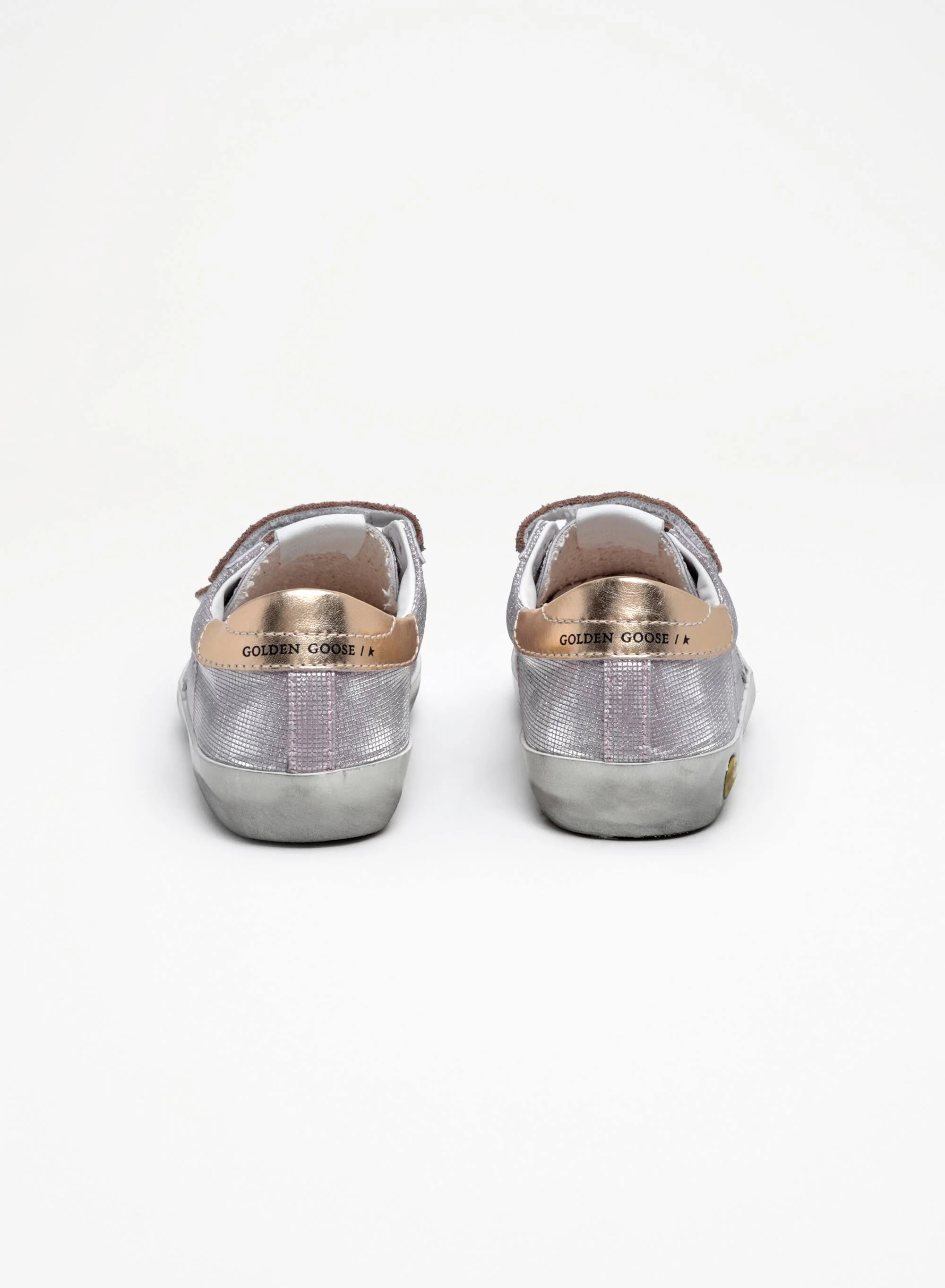 Kids | Old School Young Laminated Pink Leather with Grey Suede Star & Laminated Gold Leather Heel Tab | Light Pink x Beige Brown Leo x Ice x Gold - Image 3
