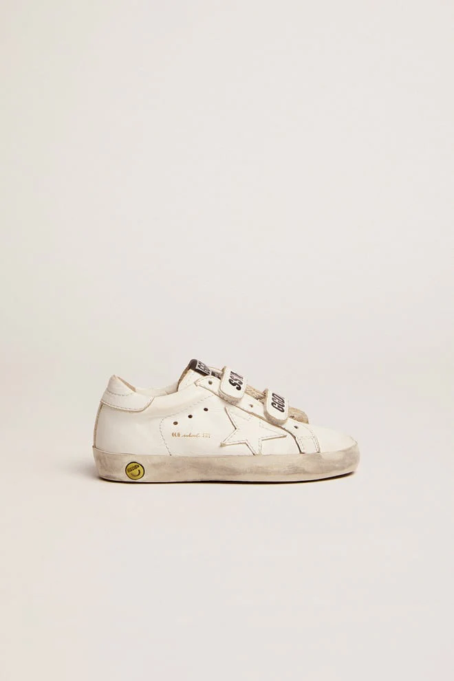 Kids | Optical White Old School Sneakers with Tone-On-Tone Star | Optic White - Image 4