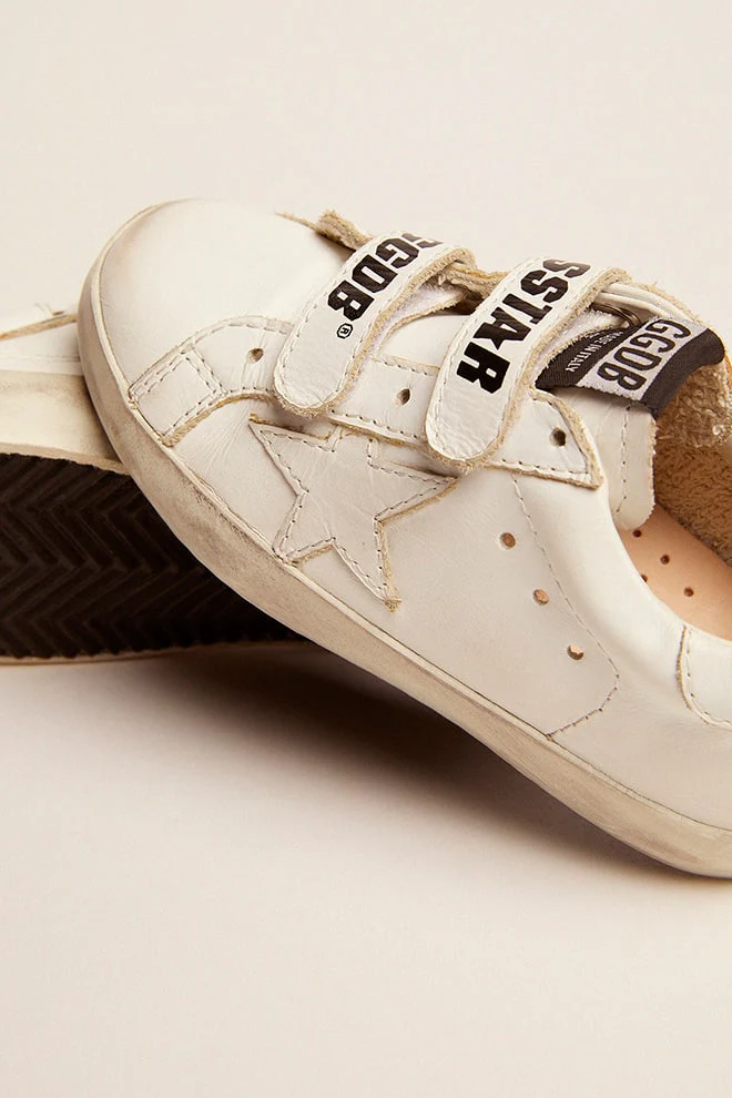 Kids | Optical White Old School Sneakers with Tone-On-Tone Star | Optic White - Image 6