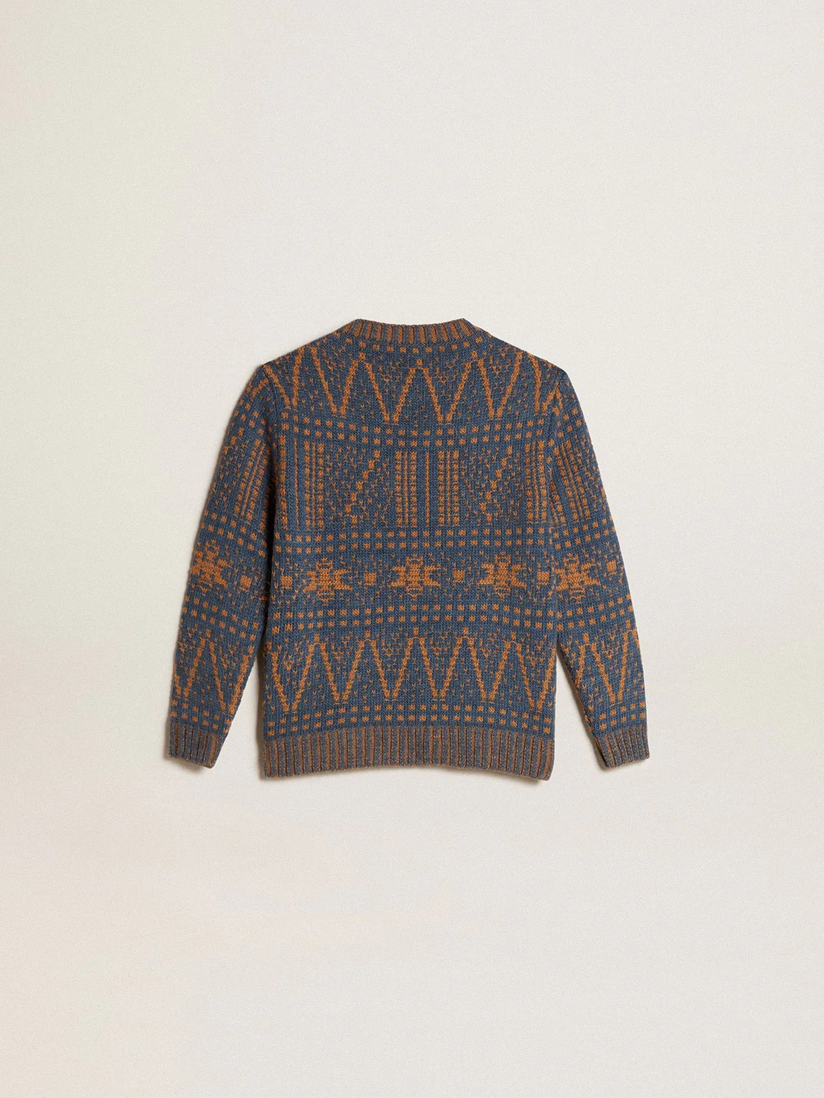 Kids | Round-Neck Sweater with Blue Fair Isle Motif | Sea Storm x Malt Ball - Image 5