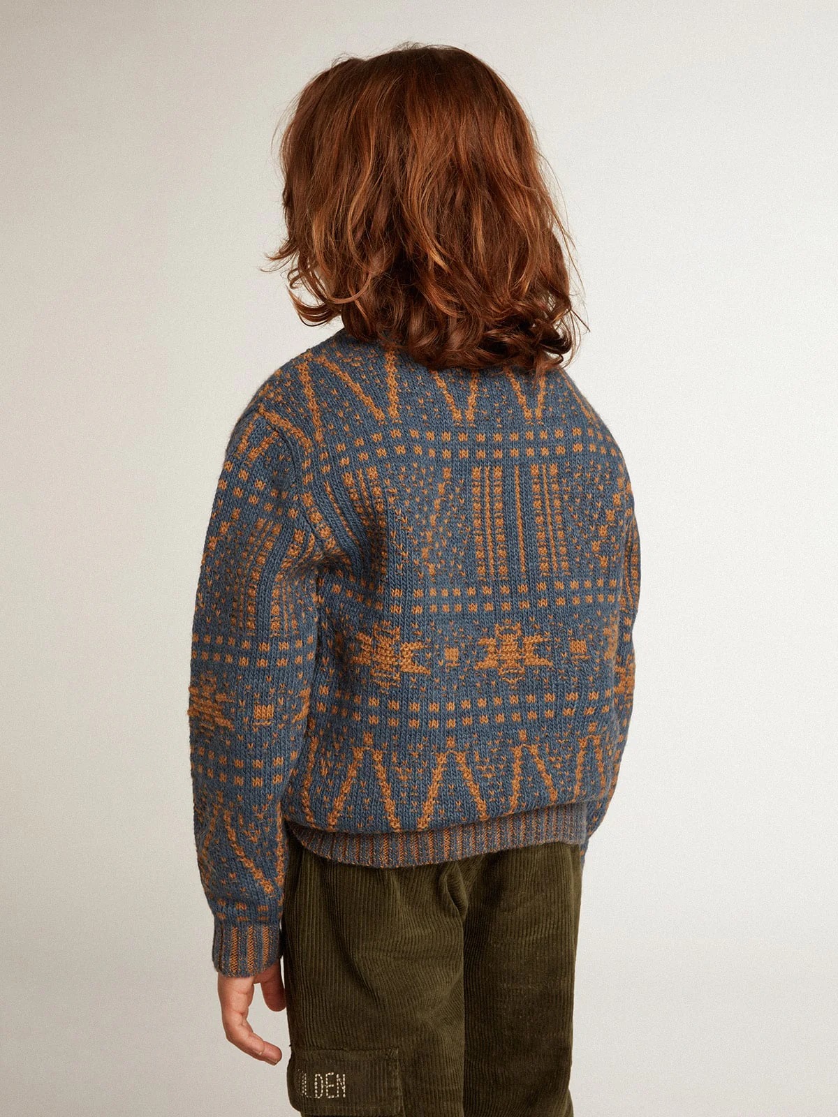 Kids | Round-Neck Sweater with Blue Fair Isle Motif | Sea Storm x Malt Ball - Image 6