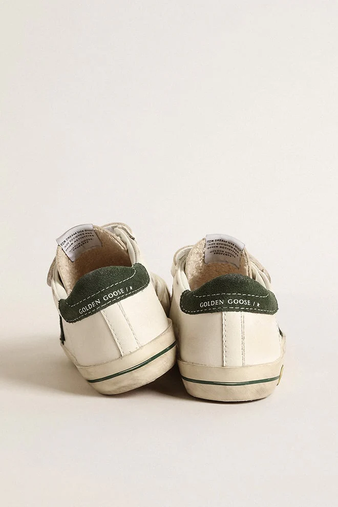 Kids | Sneakers Superstar with Dark Green Star | White x Green - Image 3