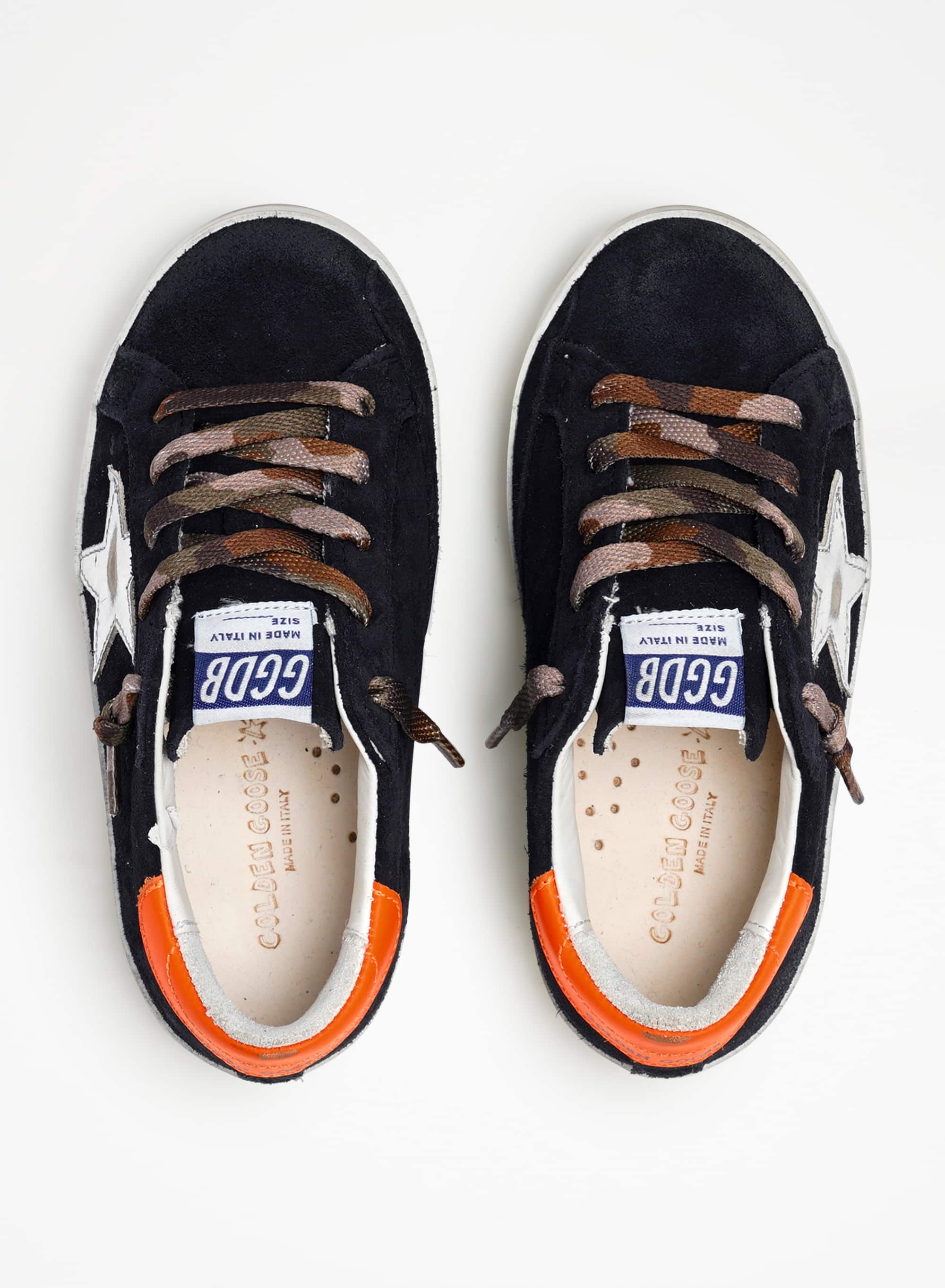 Kids | Super-Star Junior Night Blue Suede with Silver Star & Orange Heel Tab | Night Blue x Silver x Fluo Orange - Image 7
