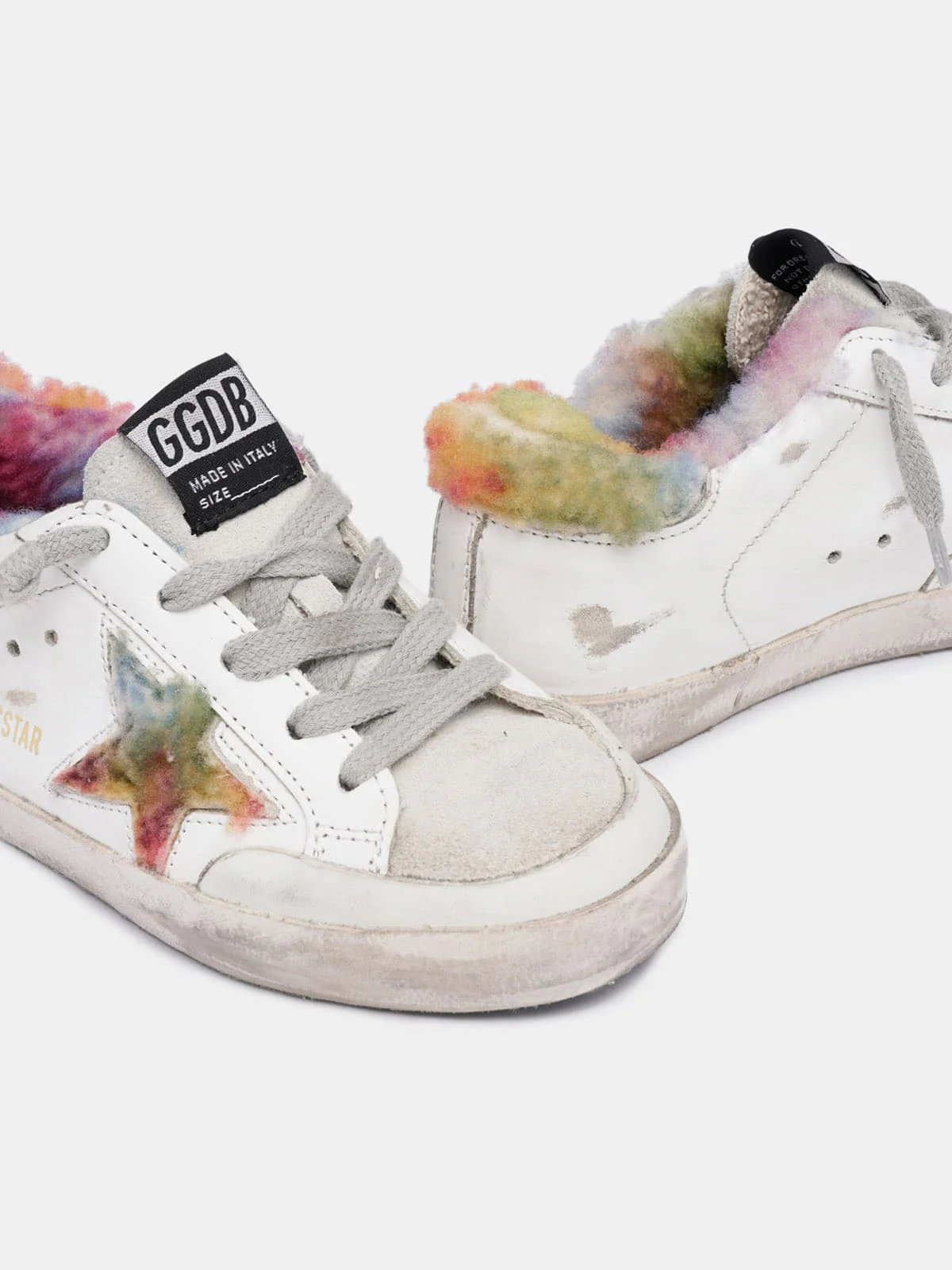 Kids | Super-Star Leather Upper Shearling Star Leather Heel | White x Multicolor x Ice - Image 3