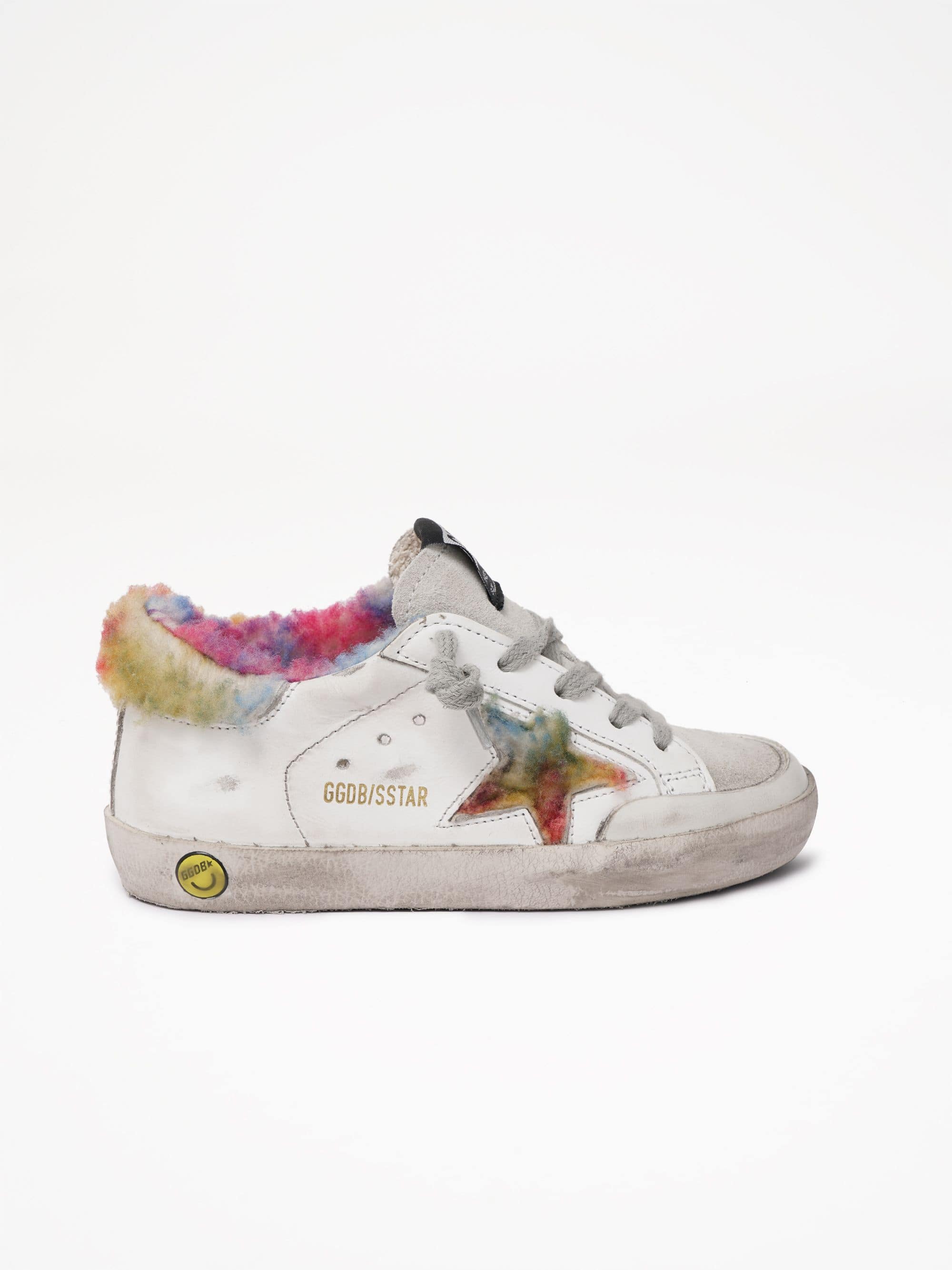 Kids | Super-Star Leather Upper Shearling Star Leather Heel | White x Multicolor x Ice - Image 4