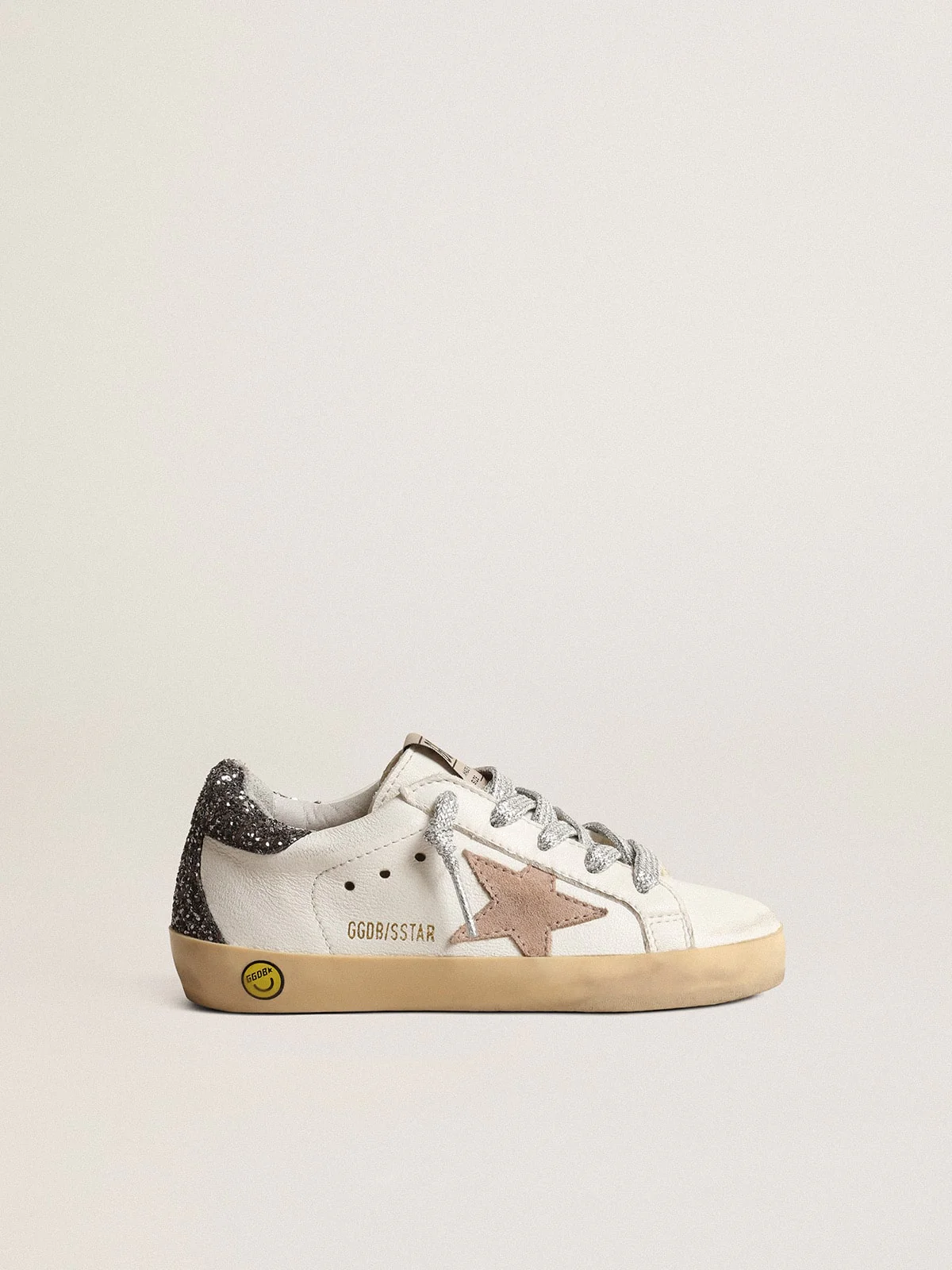 Kids | Super-Star Young with A Hazelnut Star & Glitter Heel Tab | Cream x Beige x Dark Grey - Image 4
