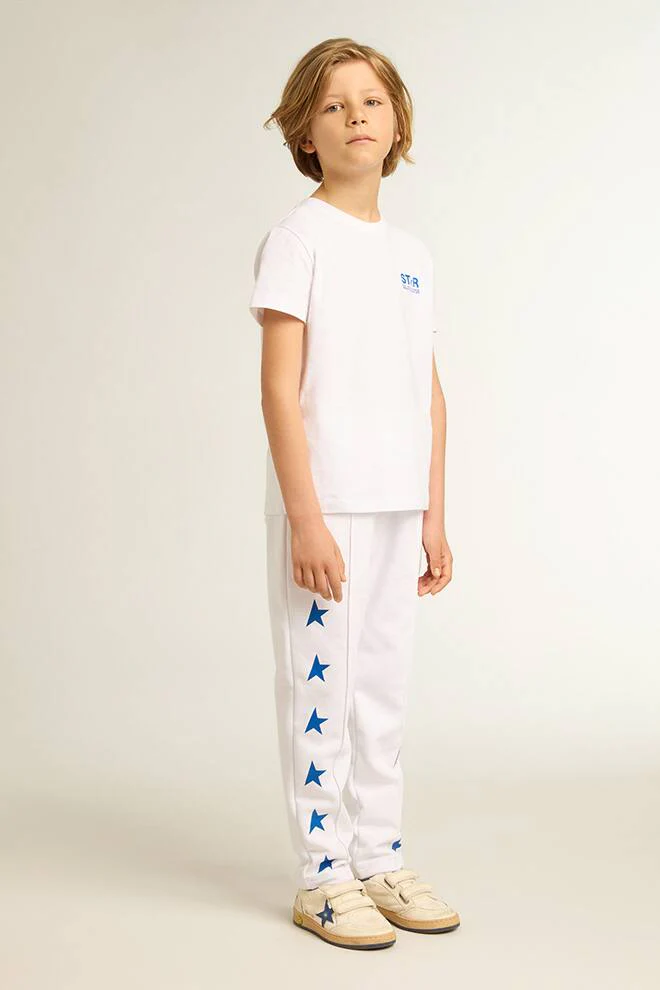 Kids | T-Shirt Withe with Blue Star | White x Blue Royal - Image 6