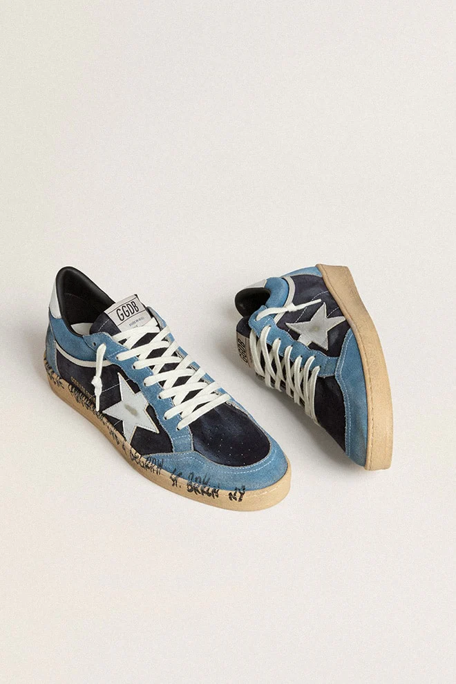 Men | Ball Star Blue Suede with Silver Star & Heel Tab | Bluette x Dark Blue x Silver - Image 7