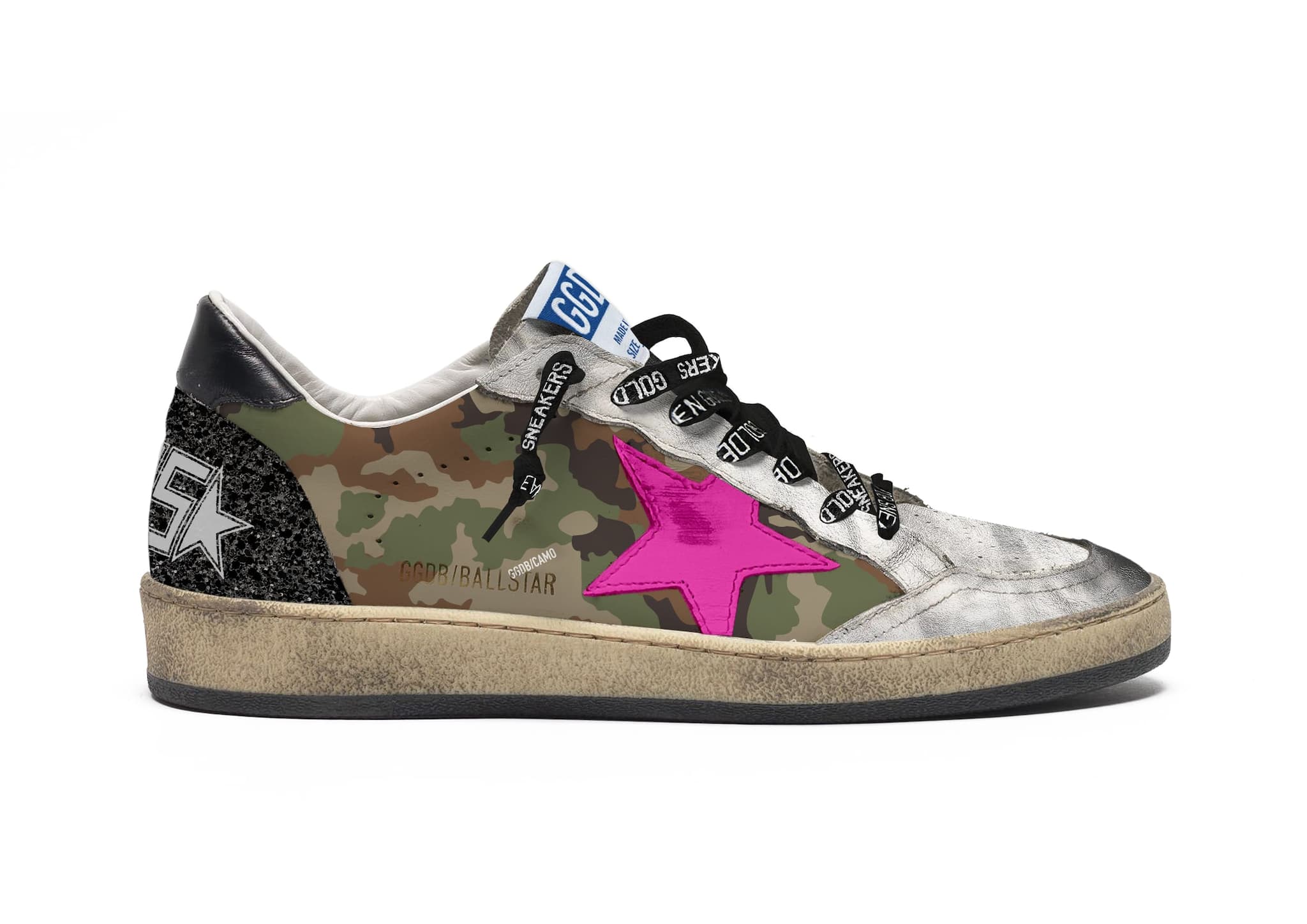 Men | Ball Star Ltd Sneakers with Camouflage Print & Fuchsia Star | Green Camouflage x Silver x Orchid Pink x Black - Image 5